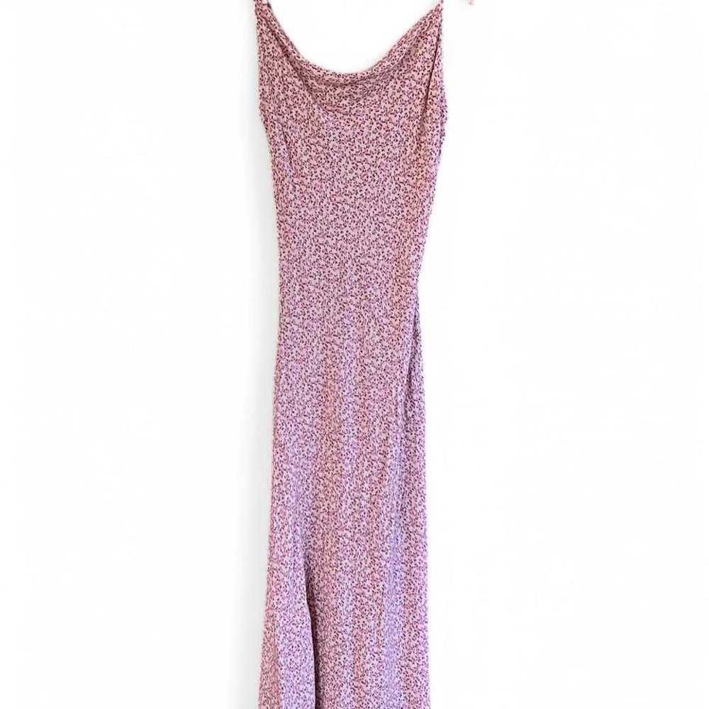 Elegant Pink Floral Maxi Slip Dress Size Large